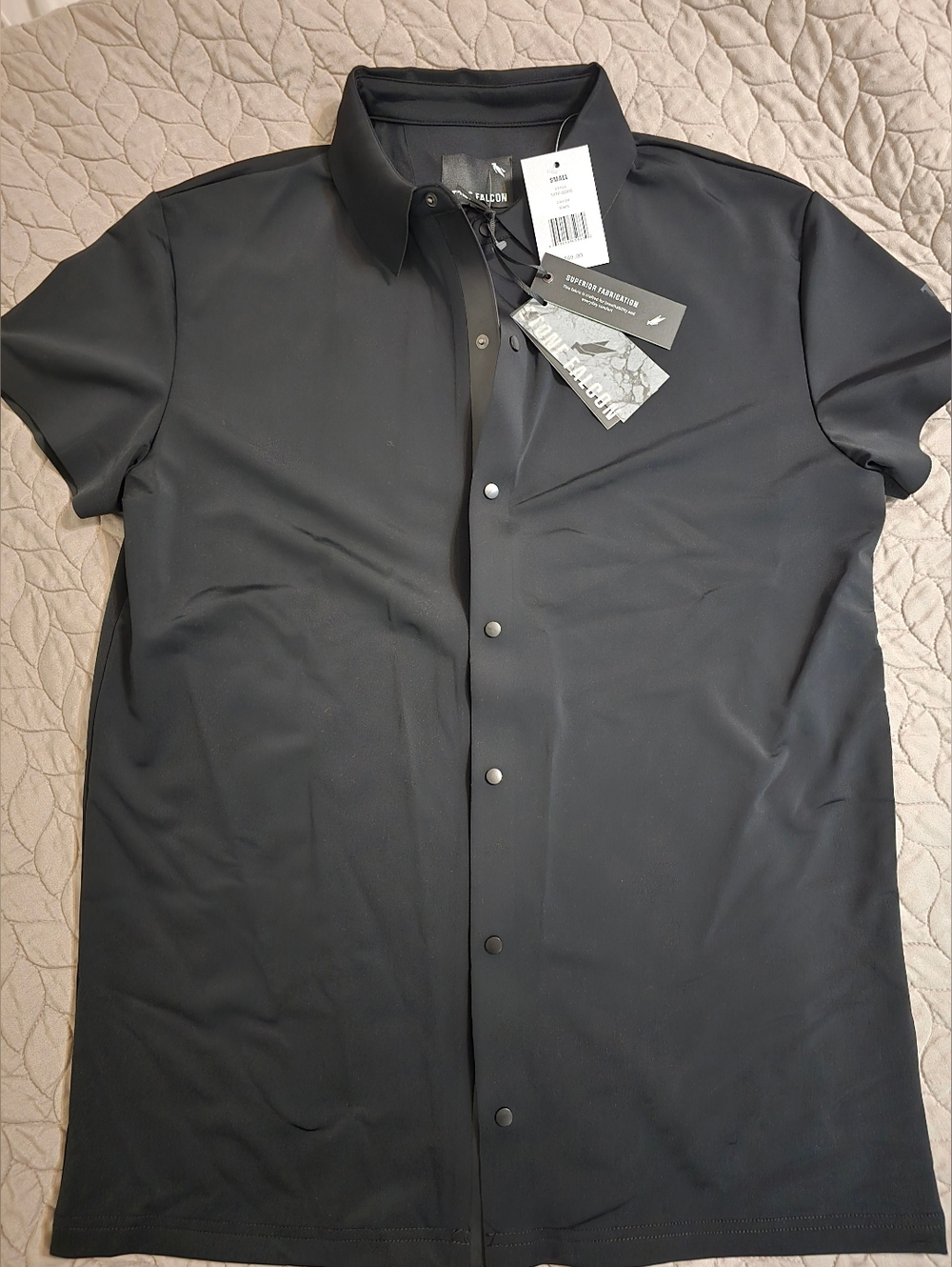 NWT Stone Falcon Men's Black Short-Sleeve Button-Down Shirt Size Small